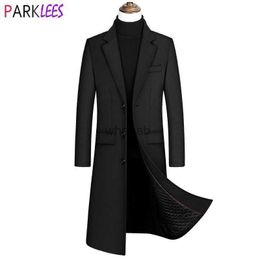 Women's Wool Blends 2023 New Extra Long Wool Trench Coat Male Winter Brand Mens Cashmere Coat Slim Fit Woollen Peacoat Windbreaker Manteau Homme 4XL HKD230904