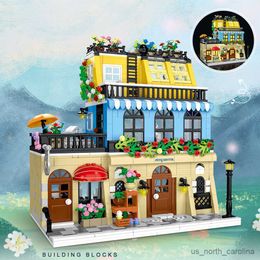 Blocks Creative Model Building Blocks City Hotel With LED Lights House DIY Architecture Toys For Girls And Boy Children Gift R230905
