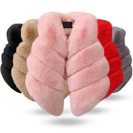 Colete crianças meninas colete de pele falsa outono inverno moda grosso quente colorido colete crianças outerwear bebê menina roupas de natal 230904