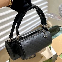 Designer handbag womens cylinder bag shoulder bag new all-in-one fashion casual leather bag