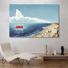 Party Decoration JAWS Shark American ic Horror Movie Film ic Art Canvas Painting Printed Poster for Room Home Wall Decoration Frameless x0905