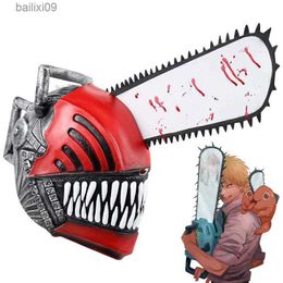 Party Masks Chainsaw Man Mask Cosplay Anime Denji Pochita Mask Chainsawman Role Saw Latex Helmet Halloween Props Accessories for Adult Gift T230905