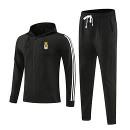 Real Oviedo Men's Tracksuits outdoor sports warm long sleeve clothing full zipper With cap long sleeve leisure sports suit