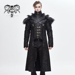 Men's Trench Coats Devil Fashion Punk Handsome Removable Shoulder Long Zipper Cardigan Coat Thick Halloween Cosplay Outerwaer 230904