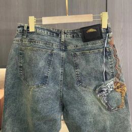 Мужские джинсы Дизайнерские джинсы с вышивкой MED с вышивкой Мужские облегающие брюки с прямыми штанинами на небольшую ногу Брюки высокого качества CHG23090525-12 Winewing