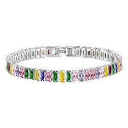 Элегантный браслет с разноцветными бриллиантами CZ и цирконием, ювелирные изделия для женщин и девочек, модный дизайнерский браслет S925 с серебряными звеньями, браслеты-цепочки, подарок