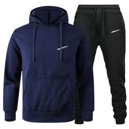 Mens tracksuits sweater trousers set Basketball streetwear sweatshirts sports suit Brand letter clothes thick Hoodies men pants