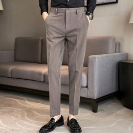 Mens Pants Men Noniron fabric Slim Straight Black Casual Solid Suit Male High Quality Business pants Thin Formal Trousers 230904