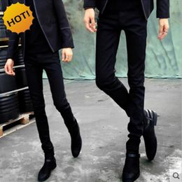 Fashion 2017 Spring Autumn Casual Teenagers Black Skinny Stretch Jeans Men Students Thin Bottoms Pencil Pants 28-34 Cheap221U