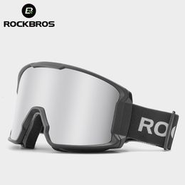 Ski Goggles ROCKBROS Double Large Frame Men and Women Clear View Skiing Colourful Coating Breathable Sponge Snowboard Eyeware 230904