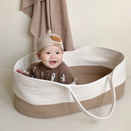 Baby Cribs 70x40x25cm Basket Portable born Cotton Rope Woven nest for borns Sleeping Nest Bed y230904