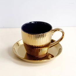 Cups Saucers Espresso Ceramic Cup And Saucer Latte Elegant Coffee Aesthetic Golden Keramik Tasse Afternoon Tea Set YY50CS