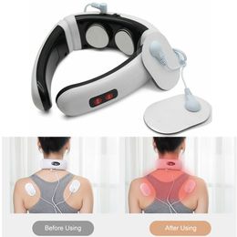 Other Massage Items Electric Pulse Back and Neck Massager Far Infrared with Heat Cervical Relaxing Massage Device Pain Relief Health Care Tool 230905