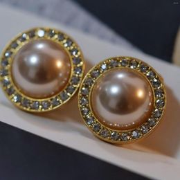 Backs Earrings Europe And The United States Accessories Niche Temperament Retro Light Champagne Colour Pearl Clip Women Jewellery