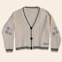 Womens Sweaters Cardigan with Stars Embroidered Lor Button Up Chunky Cable Knitted Autumn Sweater Thick and Warm Swift Folklore