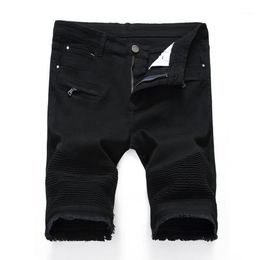 Men's Jeans Denim Shorts Men Summer Stretch Slim Fit Short Mens Designer Cotton Casual Distressed Black Jean Knee Length310P