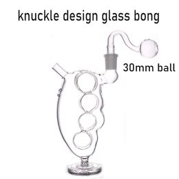 Wholesale Knuckles Glass Oil Burner Bong Hand Smoking Pipe Dab Rig Blunt Bubbler Recycler Water Pipe Dry Herb Cigarette Holder with Male Glass Oil Burner Pipe