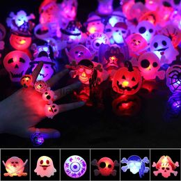 Party Decoration LED Light Halloween Ring Glowing Pumpkin Ghost Skull Rings Kids Gift Halloween Party Decoration for Home Horror Props Supplies x0905