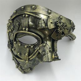 Steampunk Phantom Masquerade Cosplay Mask Ball Half Face Men Punk Costume Halloween Party Costume Props 200929189K