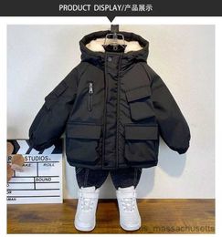 Down Coat Children Cashmere Cotton Down Jacket Coat Winter Thick Warm Hooded Parkas Coat Outwear for Kids Boys Girls 2-15Years Old R230905