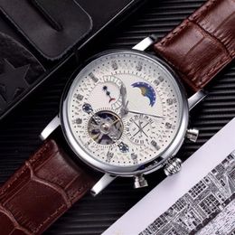 Fast Ship Swiss Watch Leather Tourbillon Watch Automatic Men Wristwatch Men Mechanical Steel Watches Relogio Masculino Clock PH332032