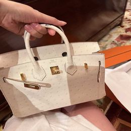 birkinbag Birki Handbags OstricLeather Luxe 3c Wool White Bk25 Bag OstricSkin Noble Ladies HigGrade Feel Handmade Handbag kellyity