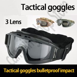 Tactical Sunglasses Tactical Goggles 3 Lens Windproof Military Army Shooting Hunting Glasses Eyewear Outdoor CS War Game Airsoft Paintball Glasses 230905