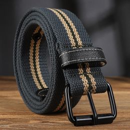 Lengthened canvas belt for men and women's casual work wear, retro belt, student military training jeans belt