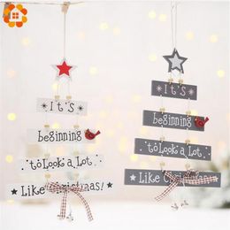 Merry Christmas Letter Wooden Pendants Ornaments Xmas Tree Ornament Wood Crafts For Home Wall Christmas Party Decoration GA425278m