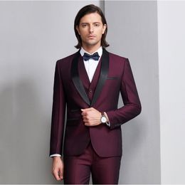 Mens Suits Blazers Burgundy Classic Formal Suit 3 Pieces Slim Fit Wedding Tuxedo Tailored Made Business Ternos Jacket Vest Pants 230904