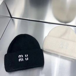 New Mi u Knitted Hat Designer Beanie Cap Women's Woollen Hat Elastic Big Men's Autumn and Winter hats