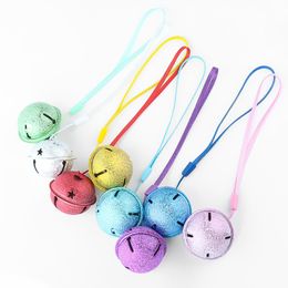 Christmas Decorations 2pcs Colorful Frosted Bell High Bright Pentagram Baking Lacquer Wrinkle Alloy Bells for Wallet Phone Keychain Pendant 230905