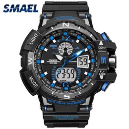 Man Sport Watch Waterproof Shock Resitant SMAEL Brand Luxury Men's Wrist Watch S Shock 1376 Digital Clock LED Mens Watches Go319K