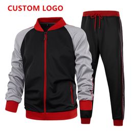 Custom Logo 2023 New Mens Tracksuit Plain Blank Golf Sports Sweatpants Jacket Sets Zip up Running Joggers Trousers Europe American Size Track Suit Tops and Bottoms