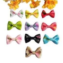 Christmas Decorations 50Pcs Grosgrain Ribbon Bows Cartoon Bow For DIY Wedding Craft Tie Decoration 230905