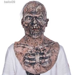 Party Masks Scary Walking Dead Zombie Mask Latex Creepy Halloween Costume Horror Bloody Adult Halloween Props Decoration T230905