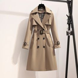 Womens Trench Coats Women and Jackets Autumn Mid Length Coat Korean Fashion Winter Clothes Belt for 230904