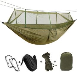 Camp Furniture Portable Outdoor Camping Hammock With Mosquito Net 1-2 Person Go Swing Garden Hanging Bed Ultralight Tourist Sleeping hammocks 230905