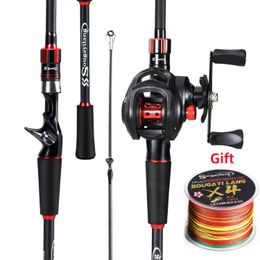 Boat Fishing Rods Sougayilang Casting Reel and Rod Set 18m 21m Carbon Fibre Lure Max Drag 8kg for Bass Pike Trout Tackle 230904
