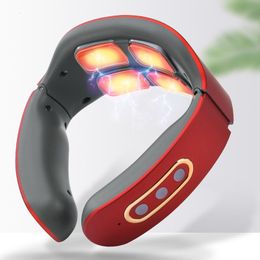 Other Massage Items Electric Pulse Neck Massager Heating Magnetic Relaxation Cervical Health Care Vertebra Pain Relief Infrared Physiotherapy Tool 230905