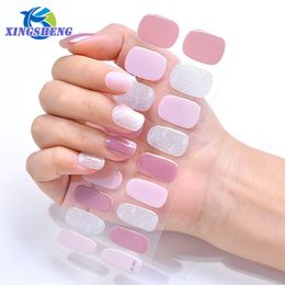 Stickers Decals Arrival Gel Nail Stickers Simple Solid Colour Semi Cured Gel Nail Stickers set for UV Lamp Designer Nail Art Decoration Tips 230905