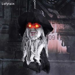 Party Decoration Lofytain 360 Rotating Hanging Ghost Head Electric Drive Sound-Controlled Halloween Decoration Haunted House KTV Bar Props x0905