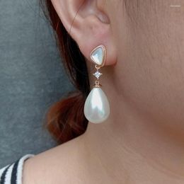 Stud Earrings YYGEM 13x17mm White Sea Shell Pearl Dangle For Women Fashion Jewellery Gift