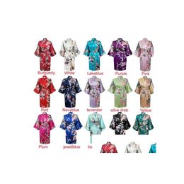 Women'S Sleepwear Womens Solid Royan Silk Robe Ladies Satin Pyjama Lingerie Kimono Bath Gown Pjs Nightgown 17 Colors3699 Drop Delive Dhvnd