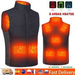 Gilet da uomo Gilet riscaldante giacca invernale da uomo 8 aree Gilet riscaldato Gilet termico Pesce Escursionismo Campeggio esterno Gilet riscaldato USB flessibile 230904