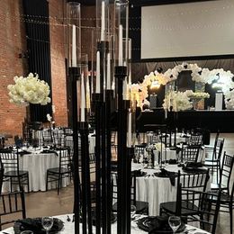 107cm tallest)New design 9 arms black Metal candelabra for wedding table Centrepieces black candle holder candlestick 987