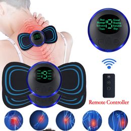 Massaging Neck Pillowws LCD Display Smart Electric Massager Rechargeable EMS Cervical Vertebra Massage Patch For Muscle Relax Pain Relief 230904