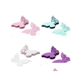 Party Decoration Table Mark Name Paper Laser Cut Cards Butterfly Shape Wine Glass Place Card For Rh9920 Drop Delivery Home Garden Fest Dh5Ux