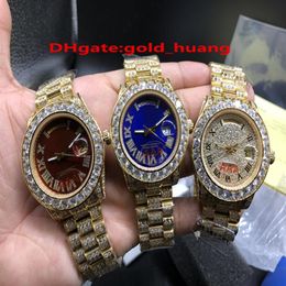 Luxury 40mm Big Iced diamonds Mechanical man watch red green dial All diamond band Automatic 316L Stainless steel men's wa273W