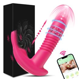 Vibrators APP Control Thrusting Vibrator for Women Clitoris Stimulator Bluetooth Rotating Telescopic Dildo Remote G Spot Sex Toys 230904